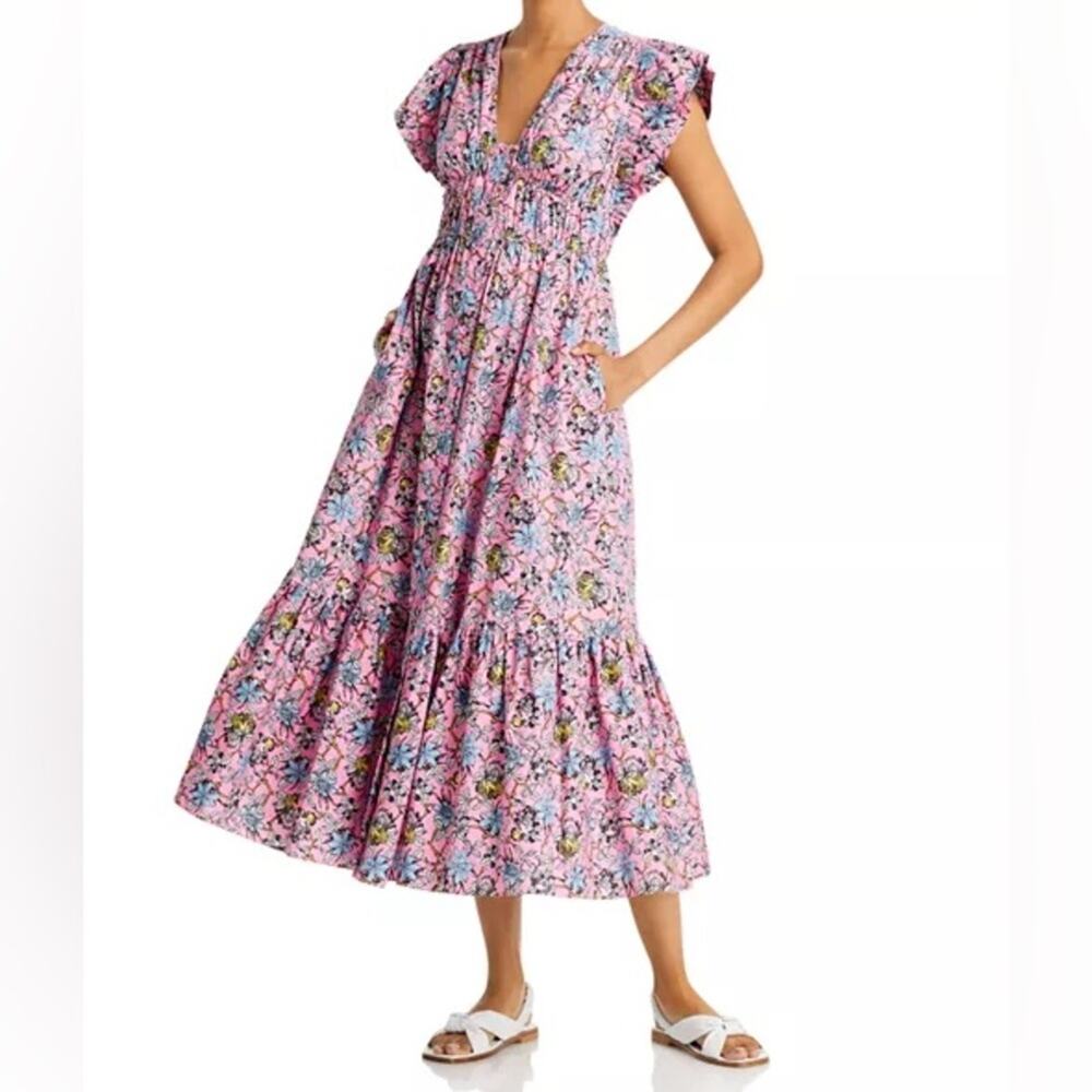 Derek Lam 10 Crosby Women’s Greta Ruffle Sleeve Dress Pink Floral Multi Sz 4